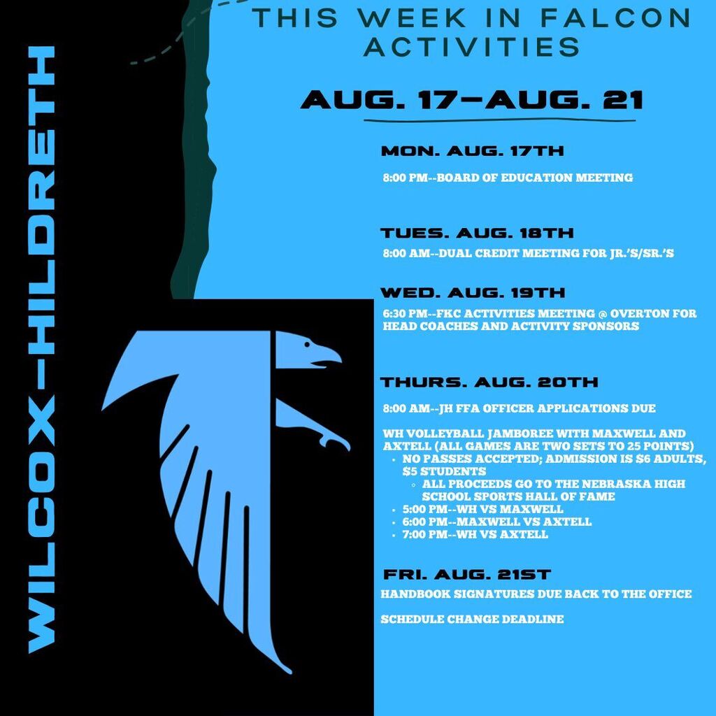 August 17-August 21 Weekly Activities