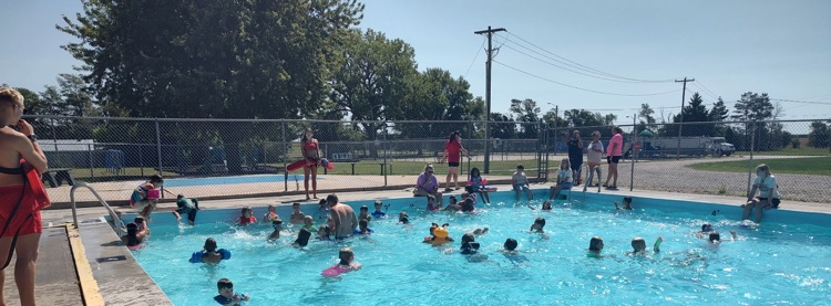 Wilcox Hill student swimming in a pool