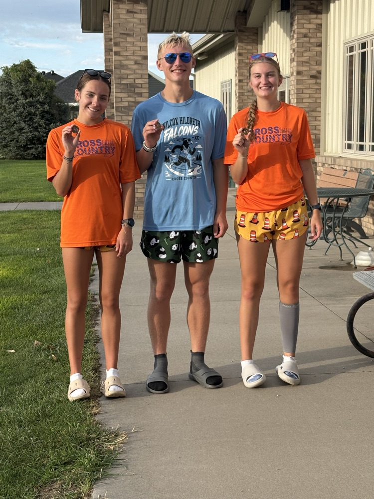 Alma XC meet high school placers Chloe J., Jacob J., and Allegra J.
