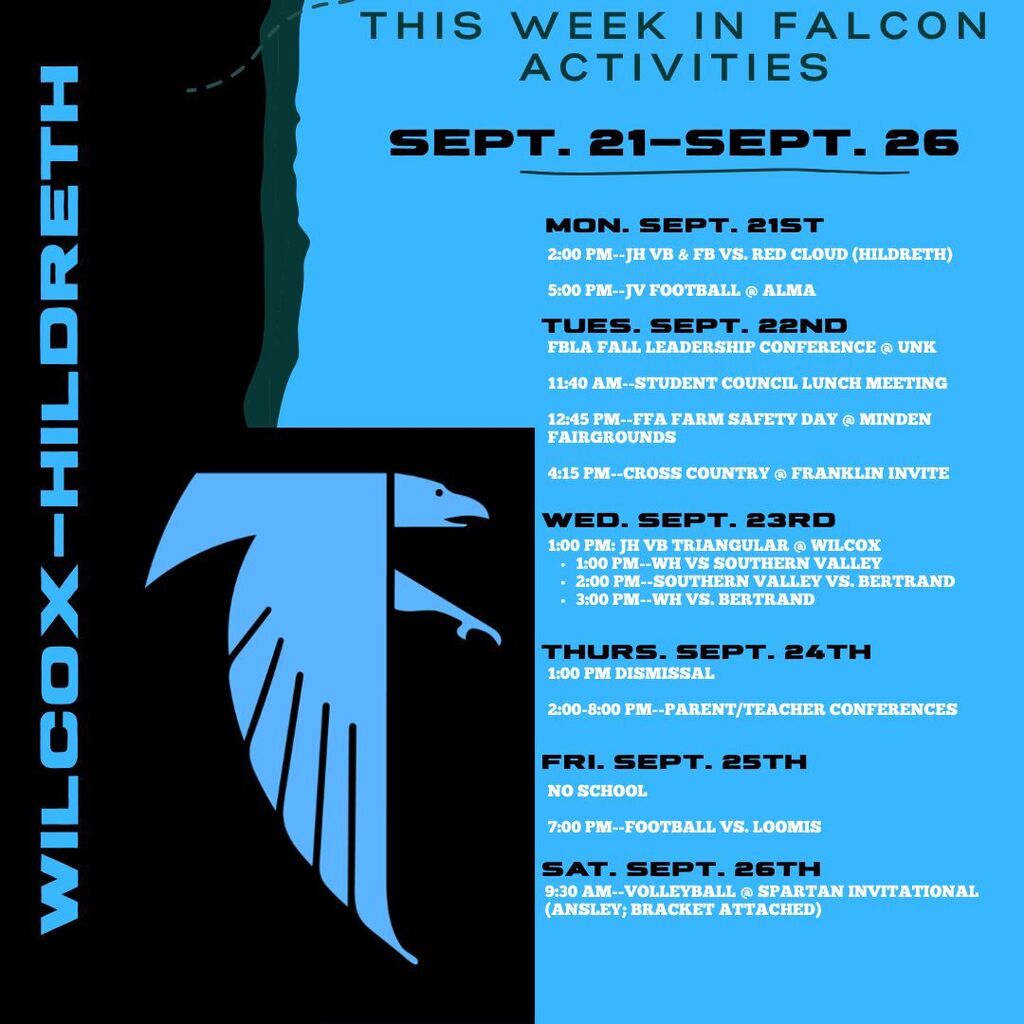 9/21-9/26 Weekly Activities