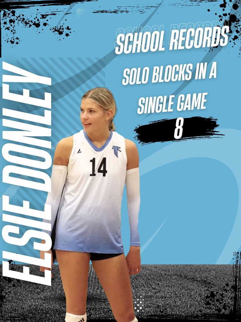 Elsie Donley school record for solo blocks in a game.