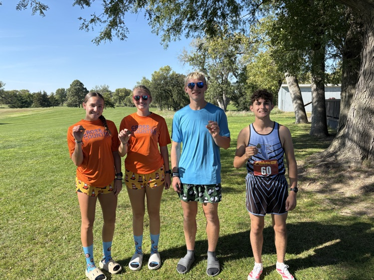 Cross Country Falcon Invite Placers Chloe Johnson, Allegra Johnson, Jacob Jezbera, and Alex Klatt-Terabelian
