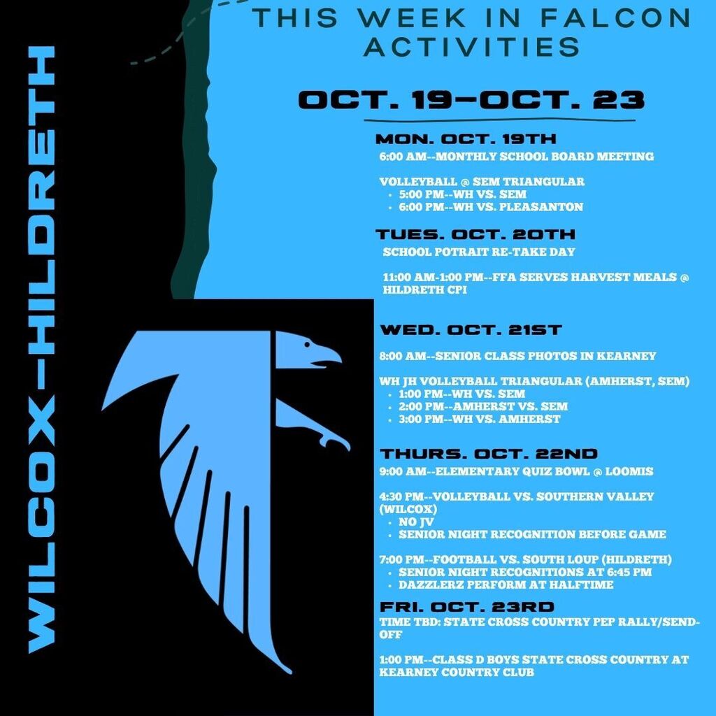 October 19-23 weekly activities