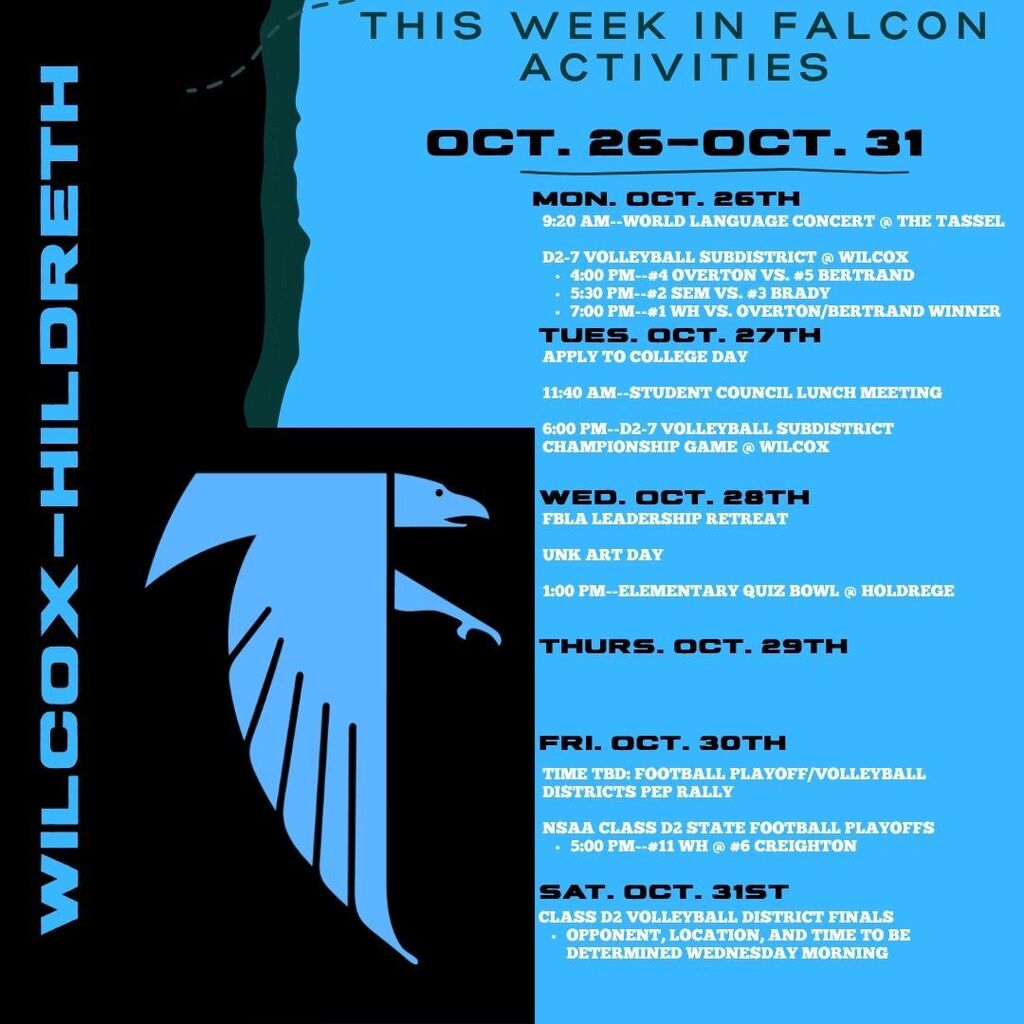 October 26-31 Weekly Activities