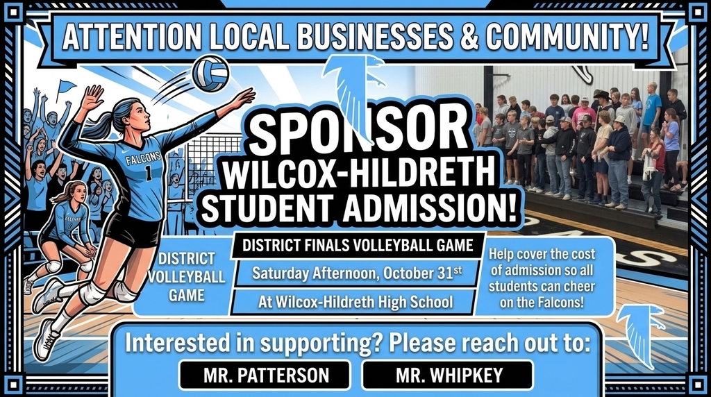 Image asking local sponsors to cover the cost of student admission to District Finals volleyball game.