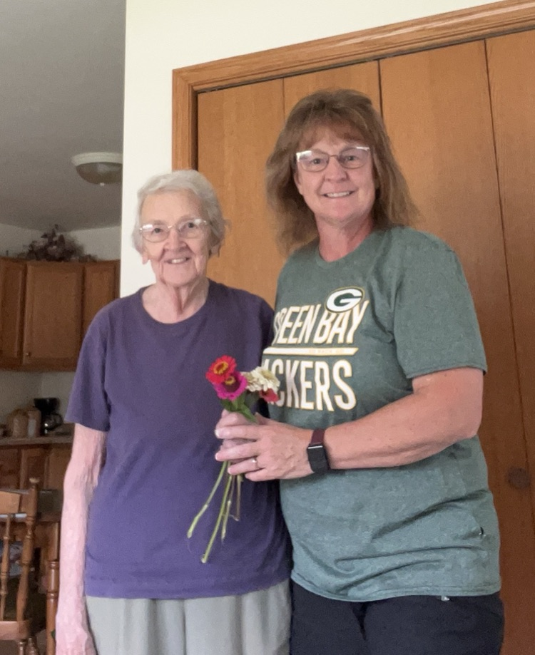 Mrs. K delivered flowers from school garden to her aunt