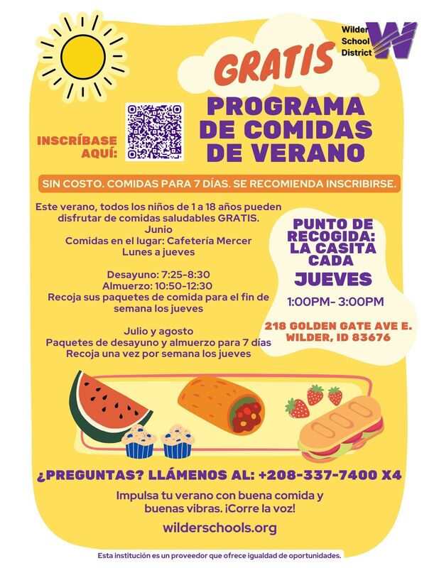 free summer meals Spanish