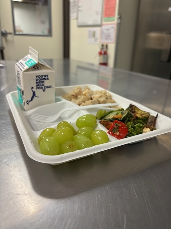A delicious chicken bowl with roasted veggies on the side!