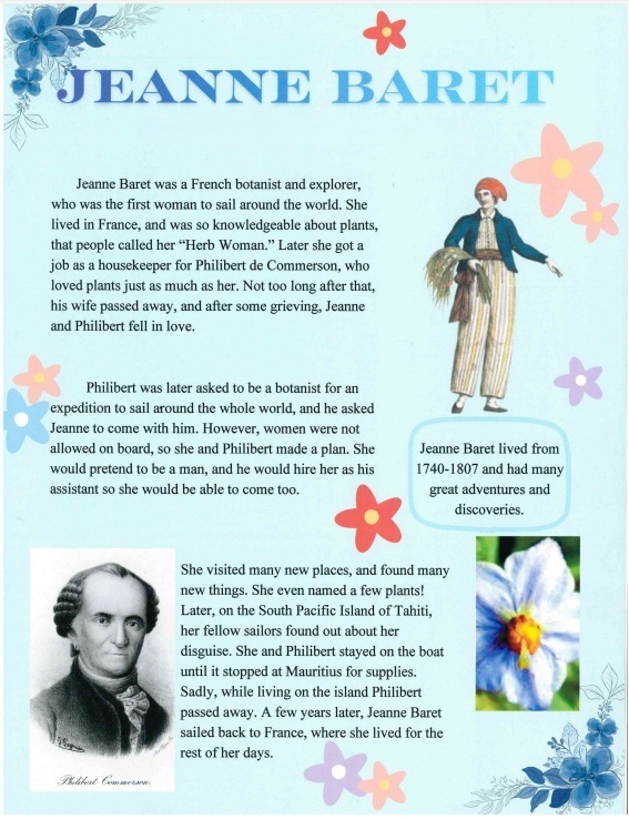 A student example of one of our students' article all about Jeanne Baret!