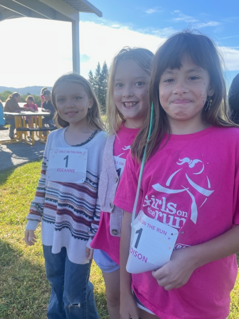 Some of our girls getting ready to run the race!