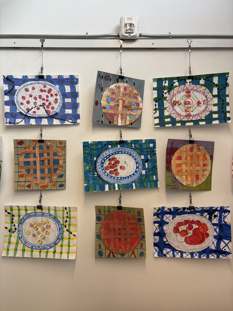 Some of the mixed media plates of cherries our students created!