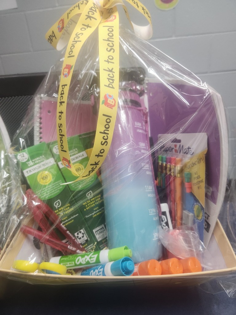Elementary will have these five gift baskets for raffle. Three are organized for staff and two are organized for students. Tickets will be offered for sale tomorrow, Thursday during elementary testing. Tickets will be $1 for one ticket or $5 for six tickets. Drawing will happen the last week of August.
