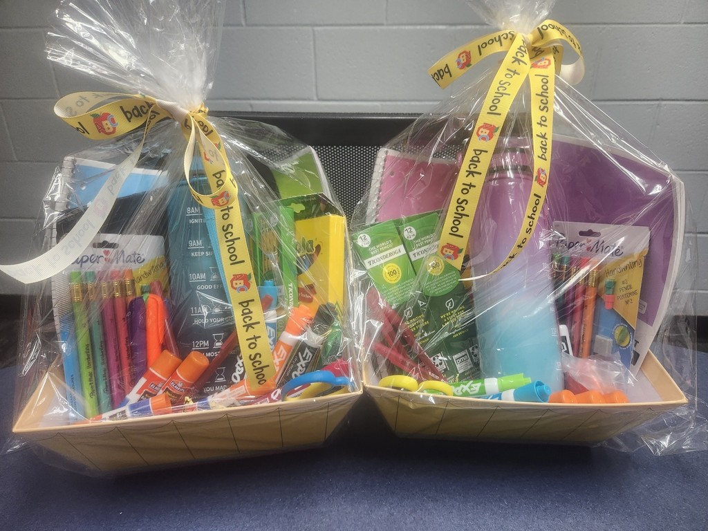 Elementary will have these five gift baskets for raffle. Three are organized for staff and two are organized for students. Tickets will be offered for sale tomorrow, Thursday during elementary testing. Tickets will be $1 for one ticket or $5 for six tickets. Drawing will happen the last week of August.