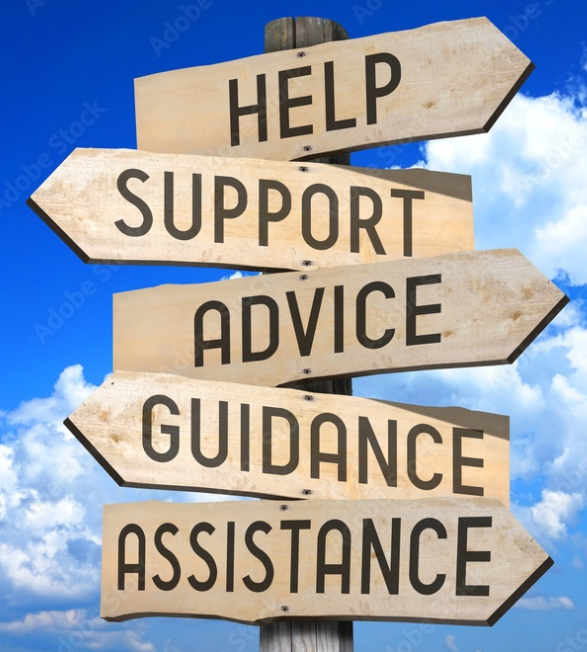 Sign image showing Help, Support, Advice, Guidance, and Assistance