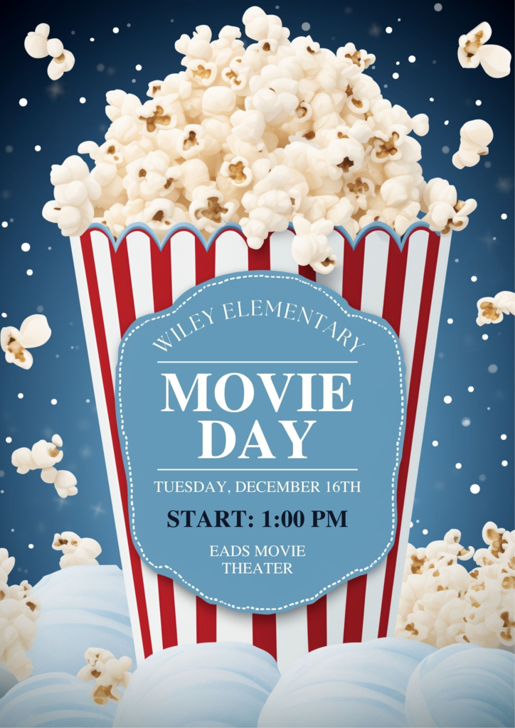 All preschool and elementary students will be traveling to Eads on Tuesday, December 16th for a Movie Day. Buses will leave right after lunch/recess is complete and will be back by the end of the day. Students will be watching Christmas Chronicles. Popcorn and water will be provided.