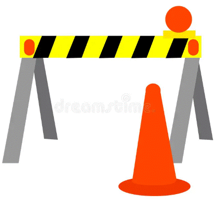 Clip art of a construction orange cone and a blockade