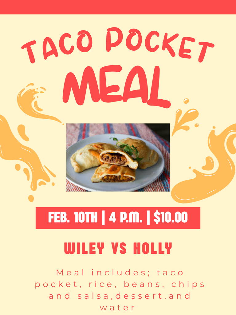 If you plan to attend the home basketball game vs Holly on Tuesday, February 10th there will be a Taco Pocket meal being served in the commons area. Please plan to attend as you will not want to miss out. Serving will begin at 4:00 pm