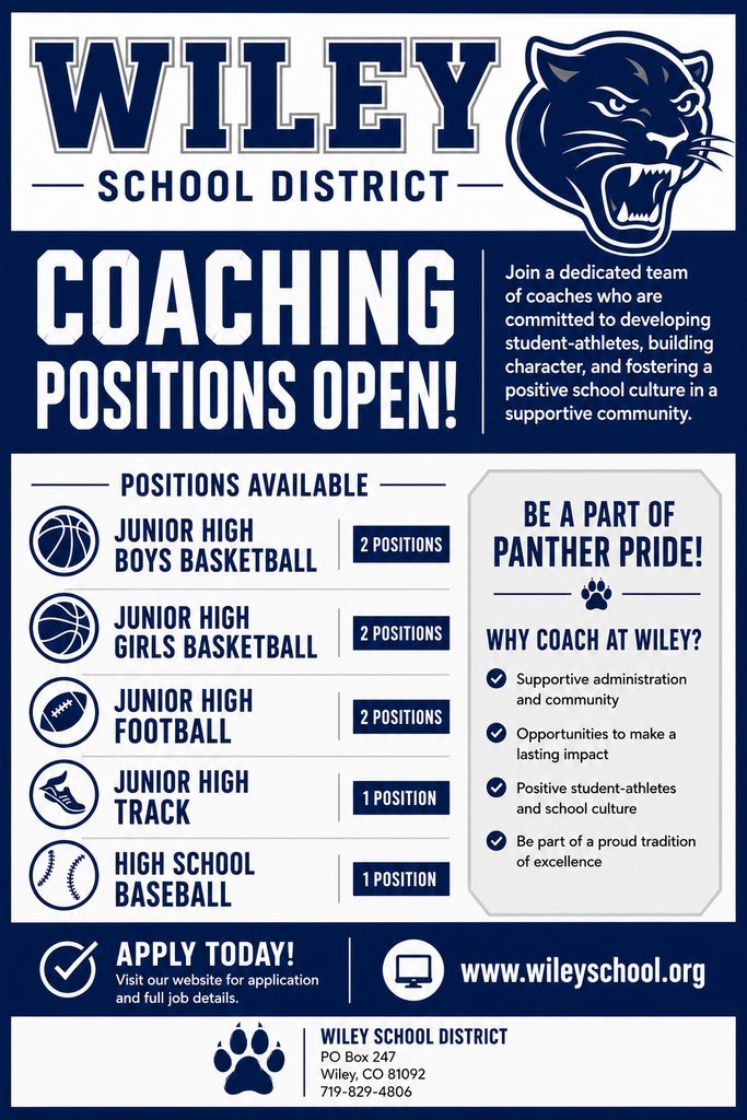 Join a dedicated team of coaches who are committed to developing student-athletes, building character, and fostering a positive school culture. If interested in applying, please access the application on the school website at www.wileyschool.org. Please complete the coaching application under the "employment opportunities" tab.