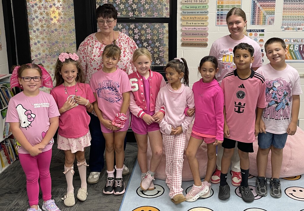Today was our first "pink" dress up day for October. Each Wednesday during the month of October we will wear pink. Great work and we cannot wait to see what everyone wears next week.