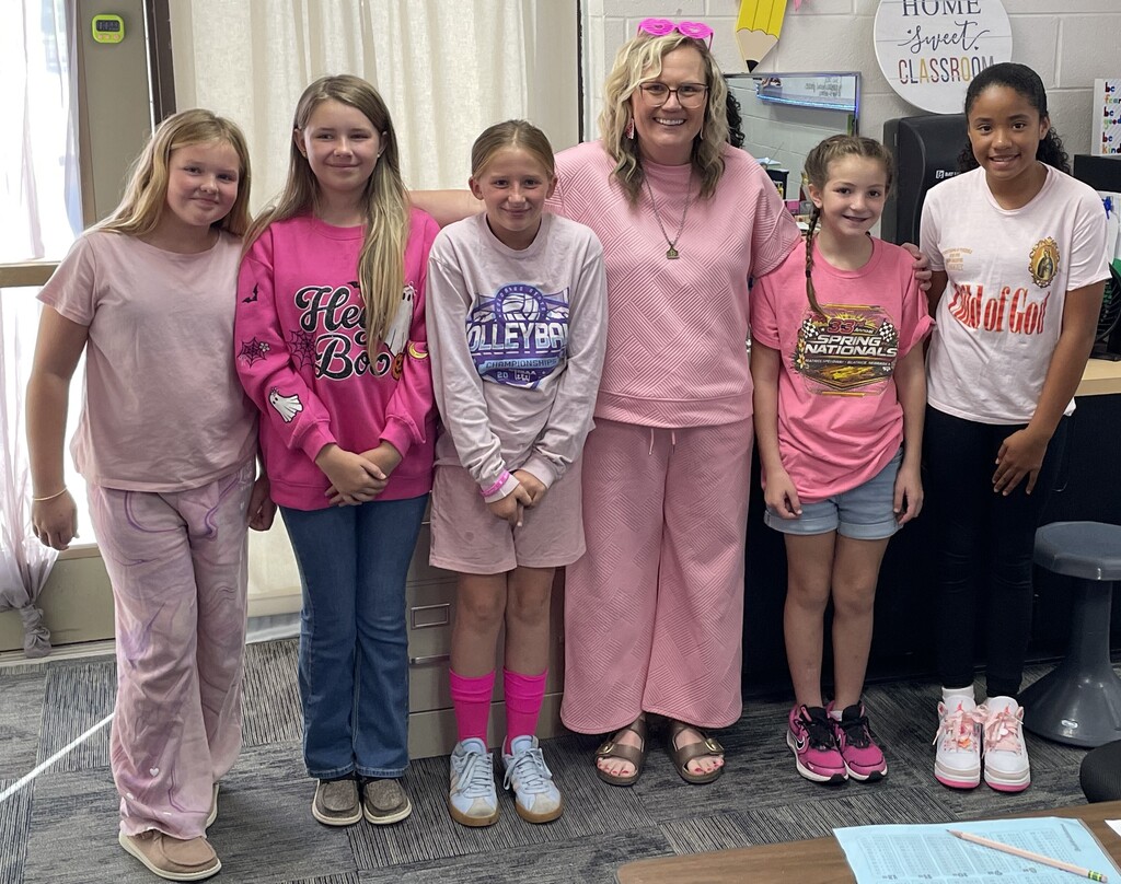 Today was our first "pink" dress up day for October. Each Wednesday during the month of October we will wear pink. Great work and we cannot wait to see what everyone wears next week.