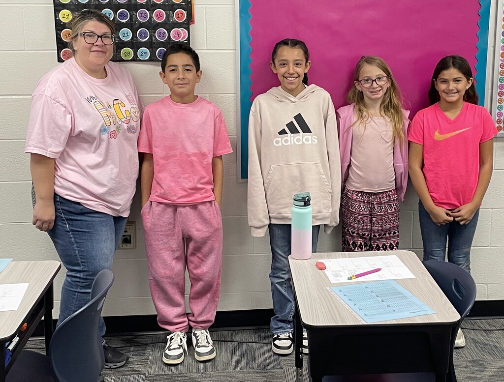 Today was our first "pink" dress up day for October. Each Wednesday during the month of October we will wear pink. Great work and we cannot wait to see what everyone wears next week.