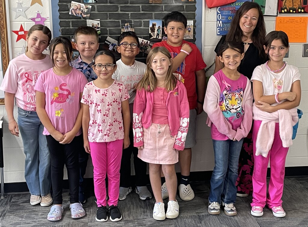 Today was our first "pink" dress up day for October. Each Wednesday during the month of October we will wear pink. Great work and we cannot wait to see what everyone wears next week.
