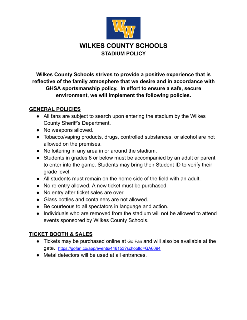 Stadium Policy