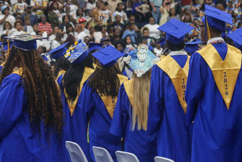 Graduates from Wilkinson County High School's Class of 2026 celebrate during commencement as they receive their diplomas and officially become Warrior alumni.