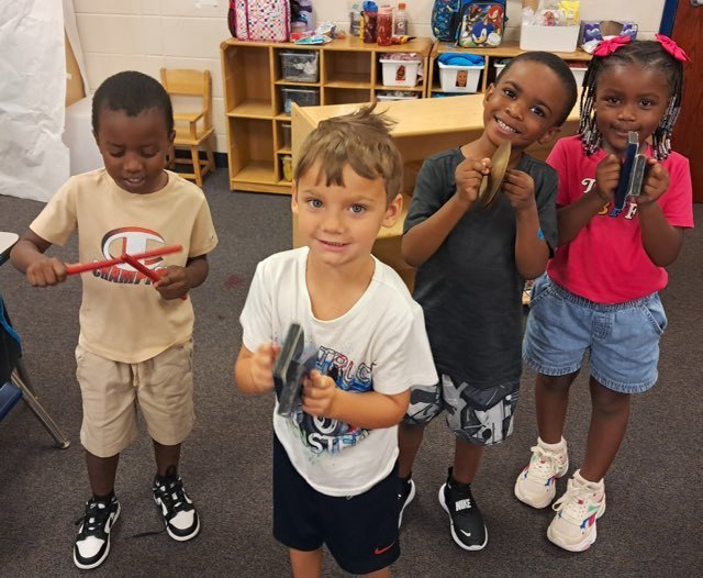 Pre-K students in Mrs. Harmon and Ms. Davis' class had a chance to learn about various musical instruments as they explored the music center this week. Lookout Warpath of Sound, your future is bright! 