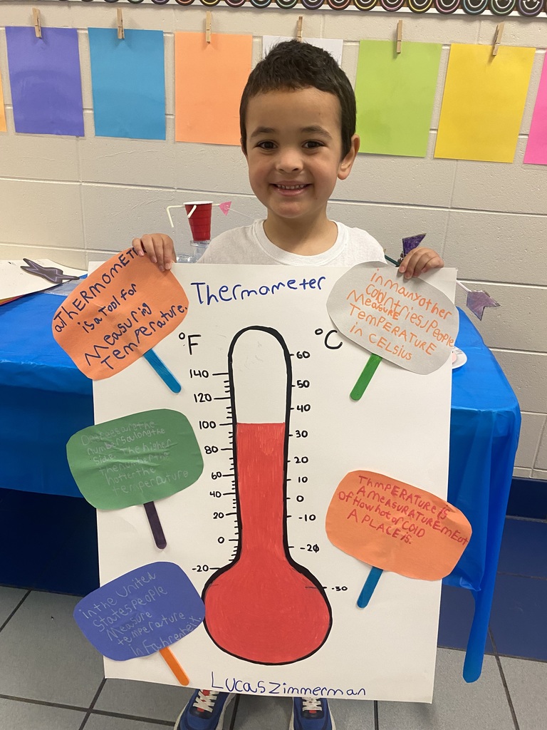 student holding thermometer