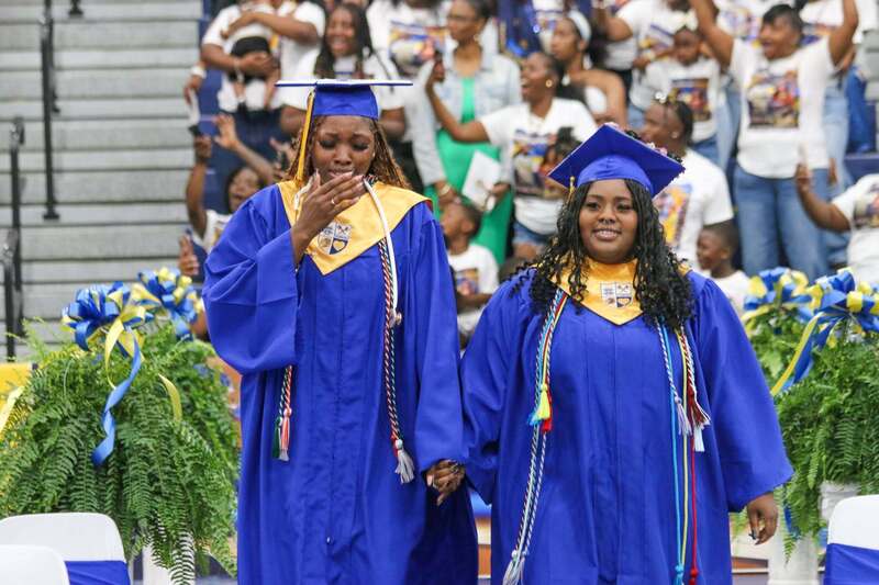 Graduates from the Wilkinson County High School Class of 2026 process into The Palace for the commencement ceremony.