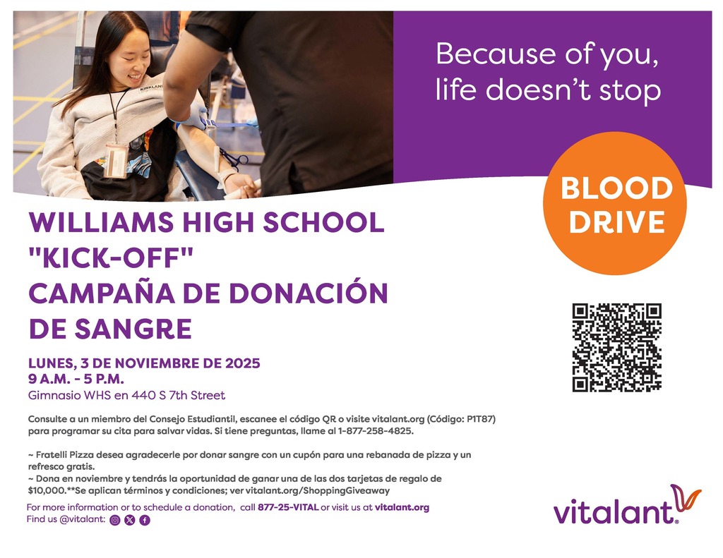 Vitalant Blood Drive flyer spanish