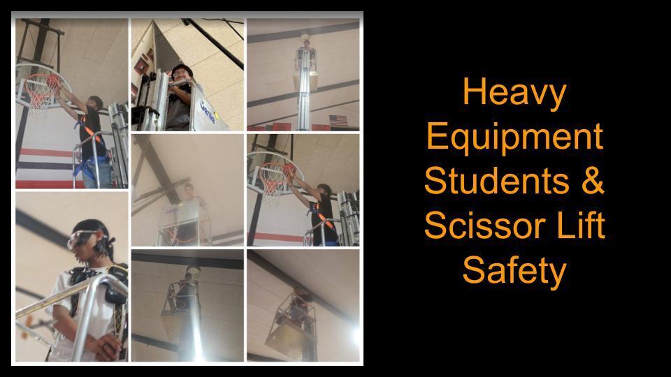HEO Students on the scissor lift