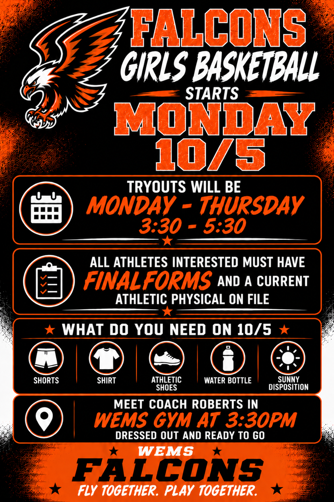 WEMS Girls Basketball Tryout Promotional Flyer