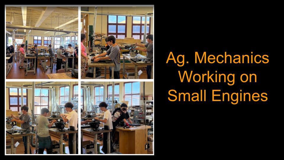 Mr. English's Ag. Mechanics students working on small engines