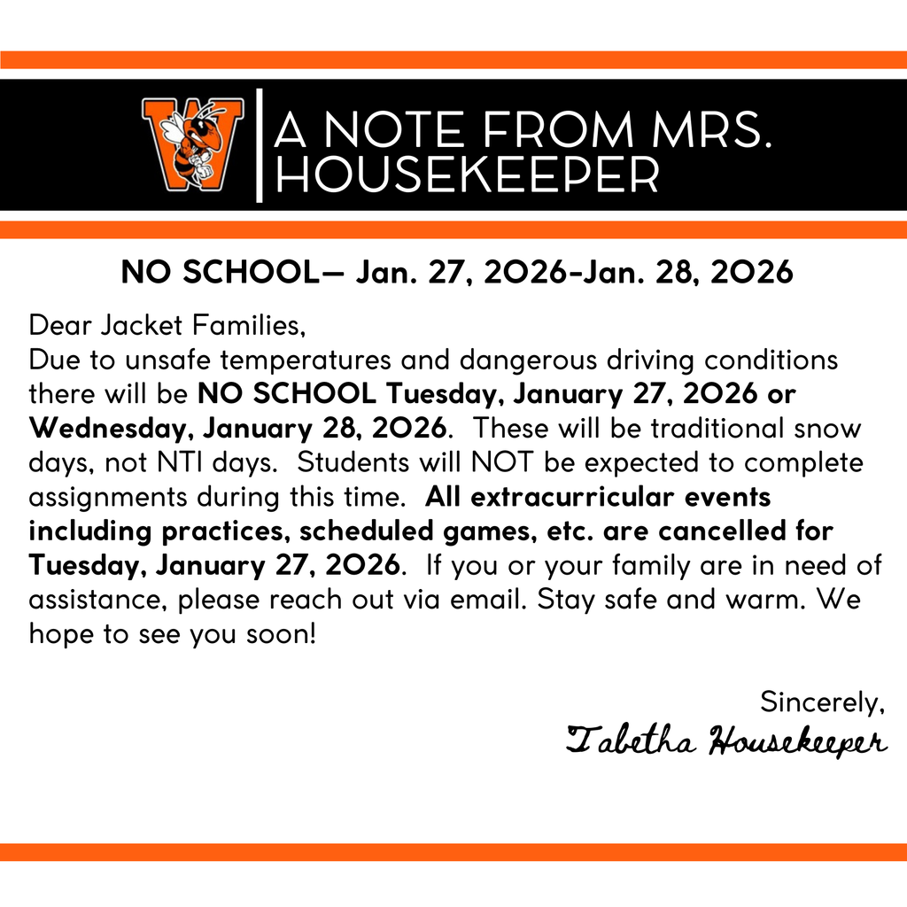 NO SCHOOL-January 27-28