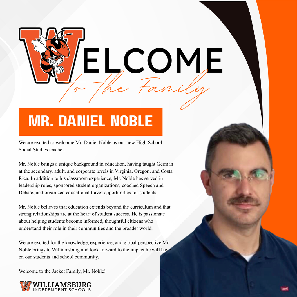 Welcome to the Jacket Family-Mr. Daniel Noble