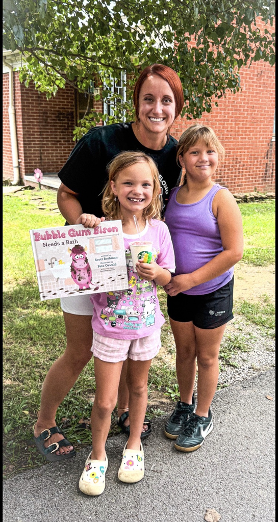 Pictures from books and bubbles with the principal.