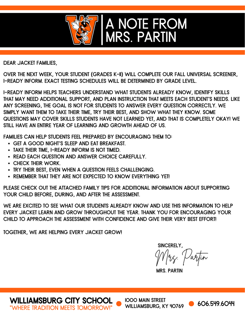 i-Ready Family Letter