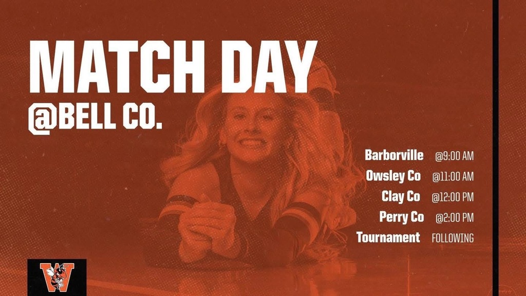 Poster advertising match day at Bell Co. with a woman's silhouette in front of a red background.