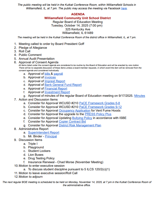 10/14/25 Board Meeting Agenda