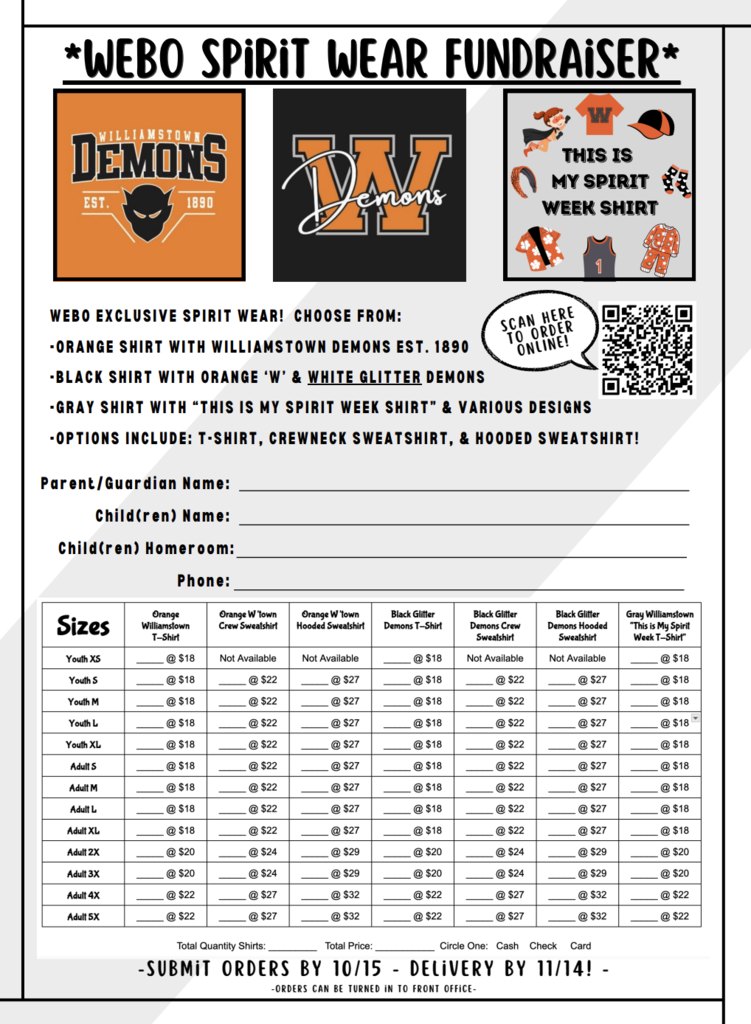 Spirit Wear fundraiser