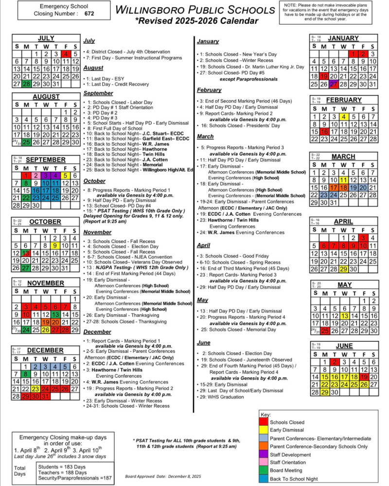 Revised Calendar 25-26