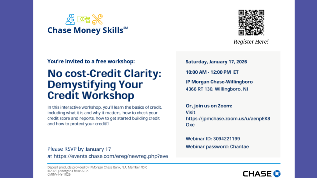 Chase Money Skills Workshop - Saturday, Jan. 17
