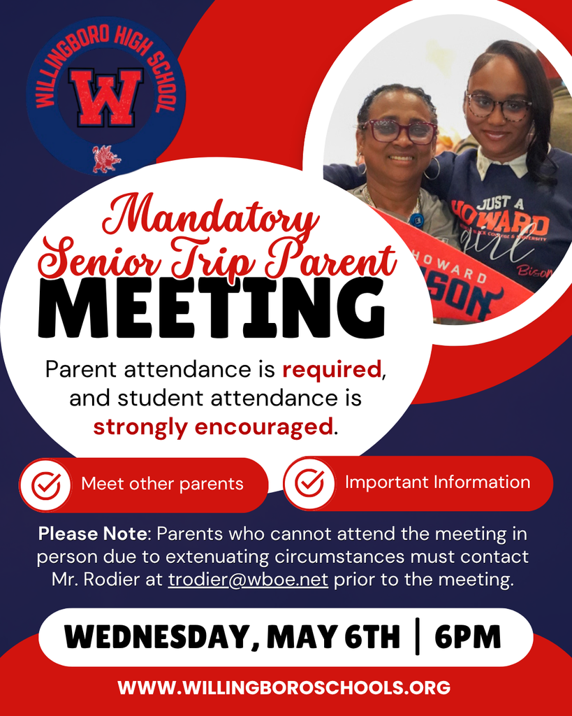 Mandatory Senior Trip Parent Meeting | Wed. 5.6.26 at 6 p.m.