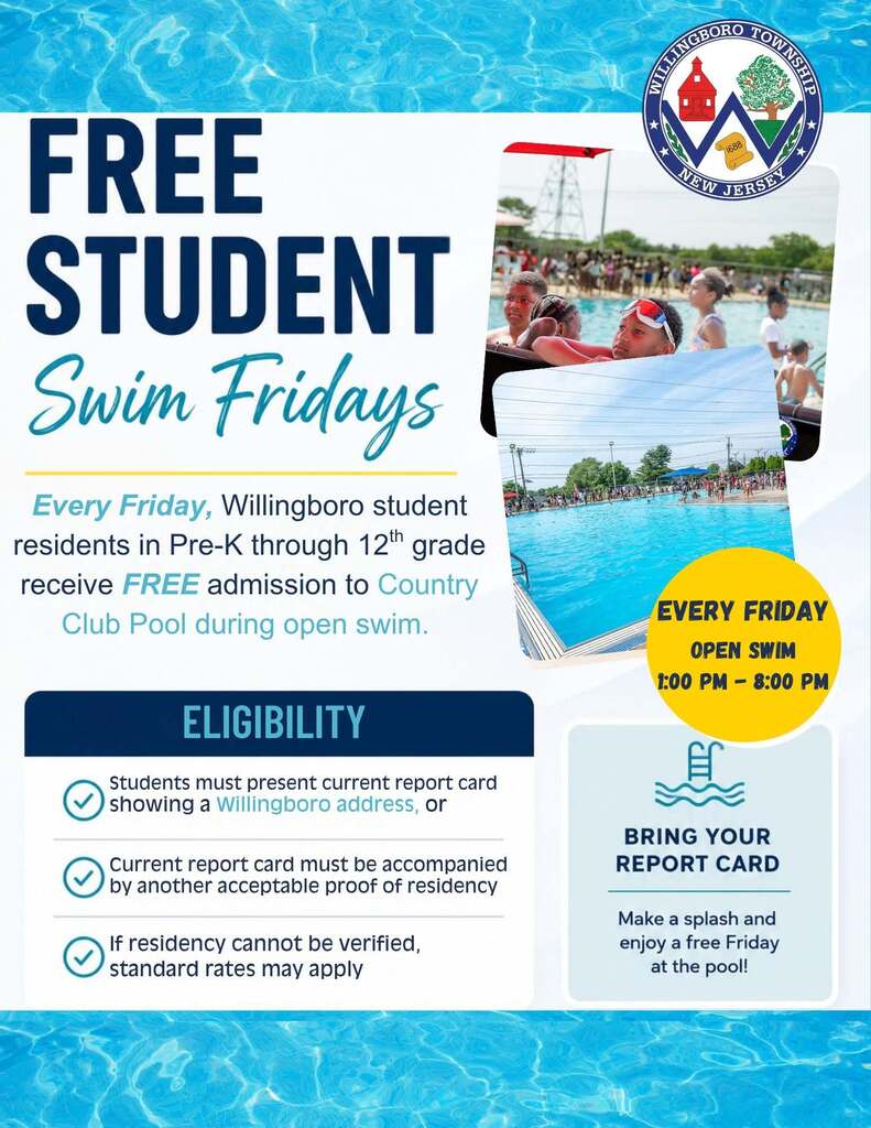Free Student Swim Fridays for Willingboro Student Residents