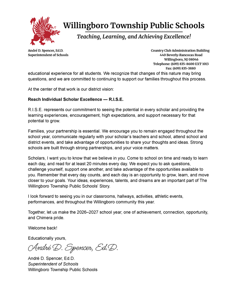 Welcome Back Letter for Scholars and Families - 2026-2027 School Year - Pg. 2