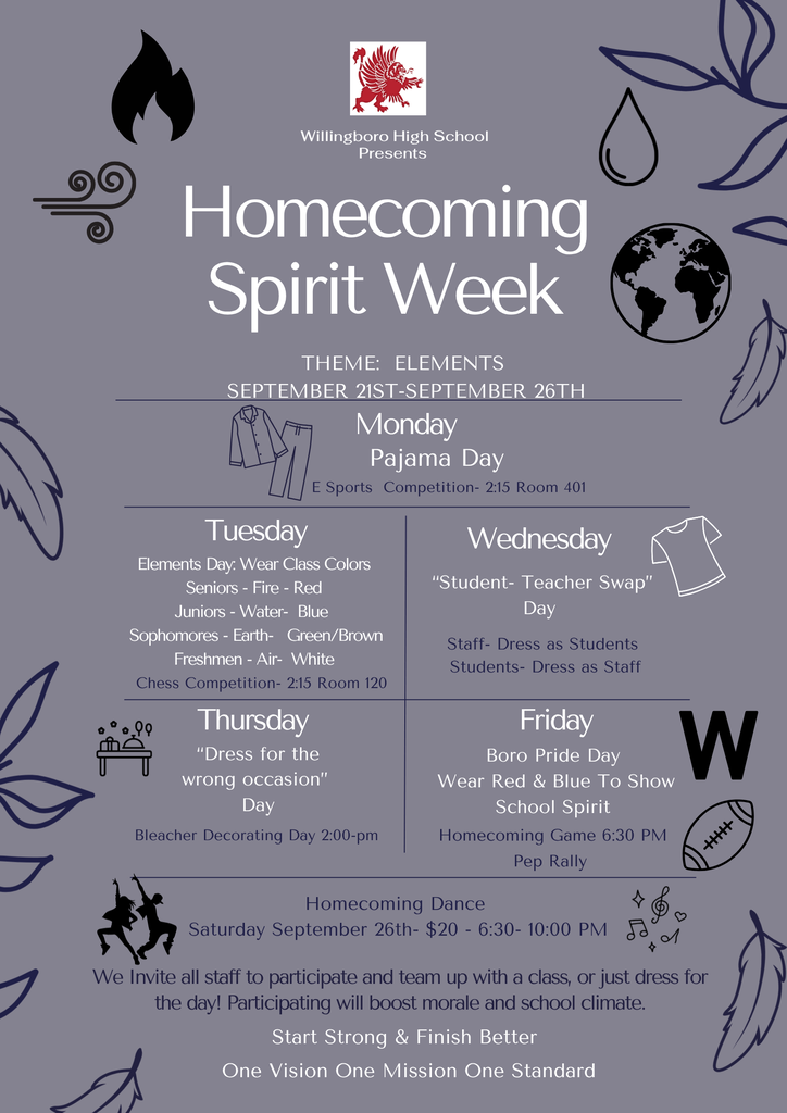 WHS Spirit Week - 9.21.26 through 9.26.26