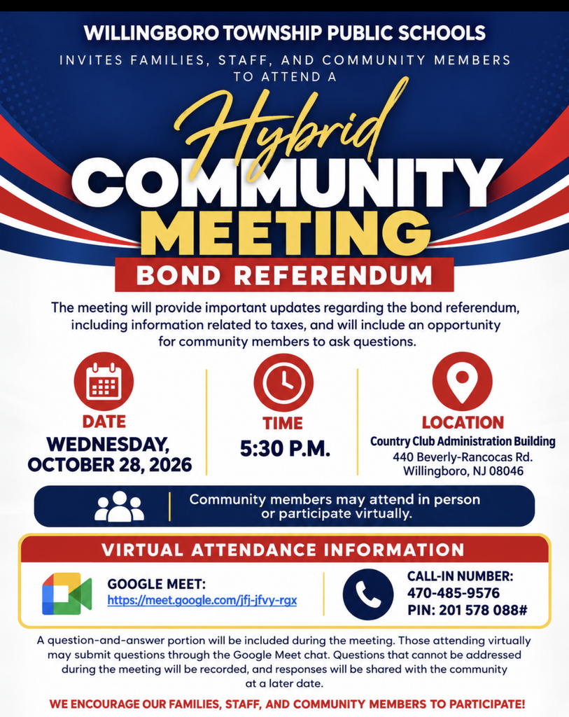 Community Meeting: Bond Referendum Updates, Tax Information & Q&A - Wednesday, October 28