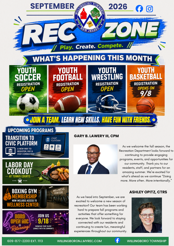 Willingboro Twp. Recreation & Wellness Department September 2026 Newsletter